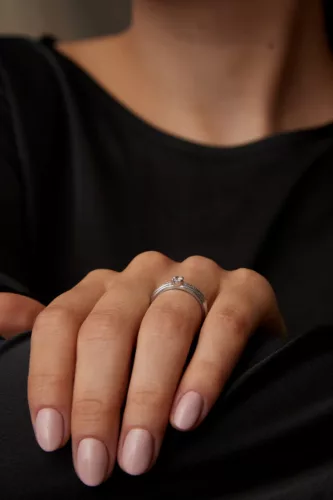 Ékszerpalota eljegyzési gyűrű 0.17ct kék gyémánttal BRK284 fehér arany