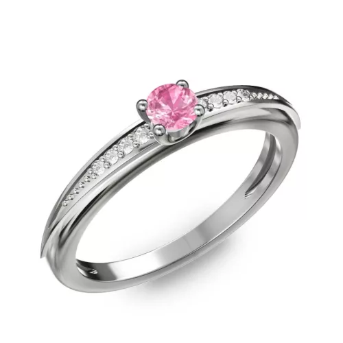 Ékszerpalota eljegyzési gyűrű 0.17ct pink zafírral BRK284 fehér arany