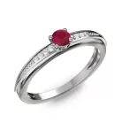 Ékszerpalota eljegyzési gyűrű 0.17ct rubinnal BRK284 fehér arany