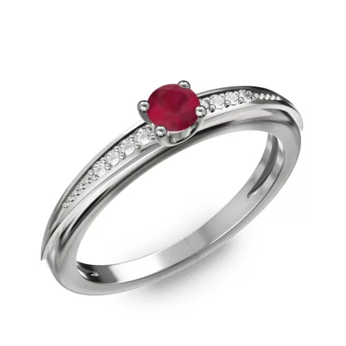 Ékszerpalota eljegyzési gyűrű 0.17ct rubinnal BRK284 fehér arany