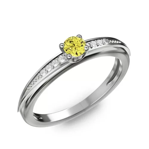Ékszerpalota eljegyzési gyűrű 0.17ct sárga gyémánttal BRK284 fehér arany