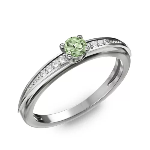 Ékszerpalota eljegyzési gyűrű 0.17ct zöld gyémánttal BRK284 fehér arany
