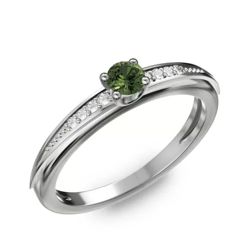 Ékszerpalota eljegyzési gyűrű 0.17ct zöld zafírral BRK284 platina