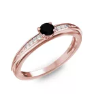 Ékszerpalota eljegyzési gyűrű 0.17ct fekete gyémánttal BRK284 rozé arany