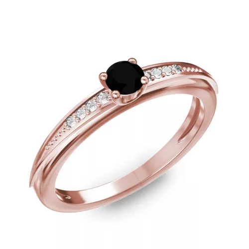 Ékszerpalota eljegyzési gyűrű 0.17ct fekete gyémánttal BRK284 rozé arany