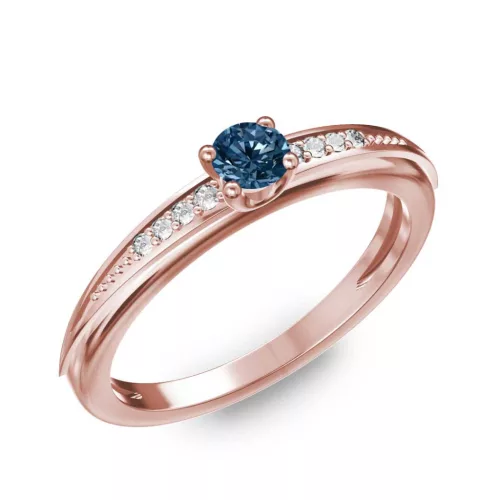Ékszerpalota eljegyzési gyűrű 0.17ct kék gyémánttal BRK284 rozé arany