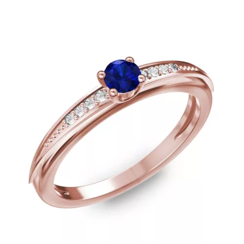 Ékszerpalota eljegyzési gyűrű 0.17ct kék diffusion zafírral BRK284 rozé arany