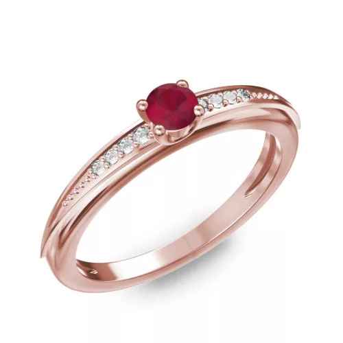 Ékszerpalota eljegyzési gyűrű 0.17ct rubinnal BRK284 rozé arany