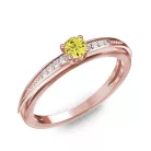 Ékszerpalota eljegyzési gyűrű 0.17ct sárga gyémánttal BRK284 rozé arany