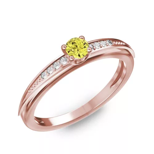 Ékszerpalota eljegyzési gyűrű 0.17ct sárga gyémánttal BRK284 rozé arany