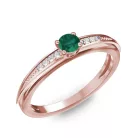 Ékszerpalota eljegyzési gyűrű 0.17ct smaragddal BRK284 rozé arany