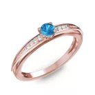 Ékszerpalota eljegyzési gyűrű 0.17ct kék topázzal BRK284 rozé arany