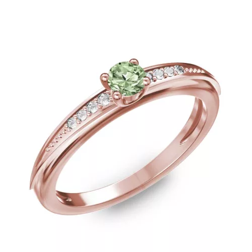 Ékszerpalota eljegyzési gyűrű 0.17ct zöld gyémánttal BRK284 rozé arany