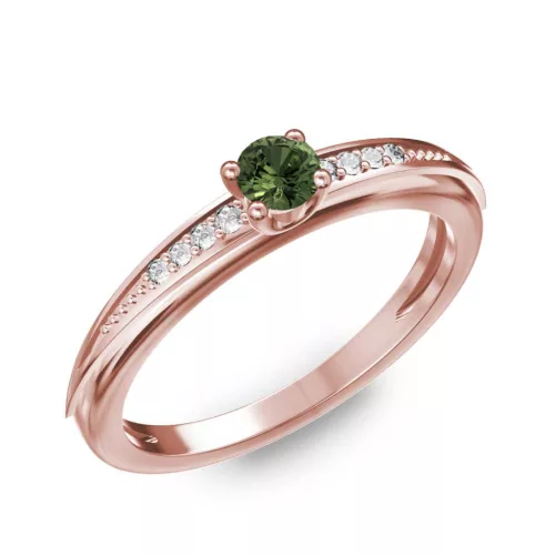 Ékszerpalota eljegyzési gyűrű 0.17ct zöld zafírral BRK284 rozé arany