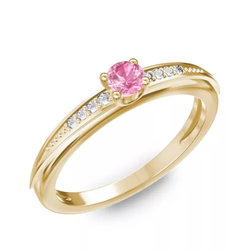 Ékszerpalota eljegyzési gyűrű 0.17ct pink zafírral BRK284 sárga arany