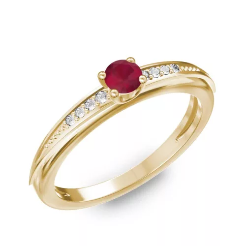 Ékszerpalota eljegyzési gyűrű 0.17ct rubinnal BRK284 sárga arany