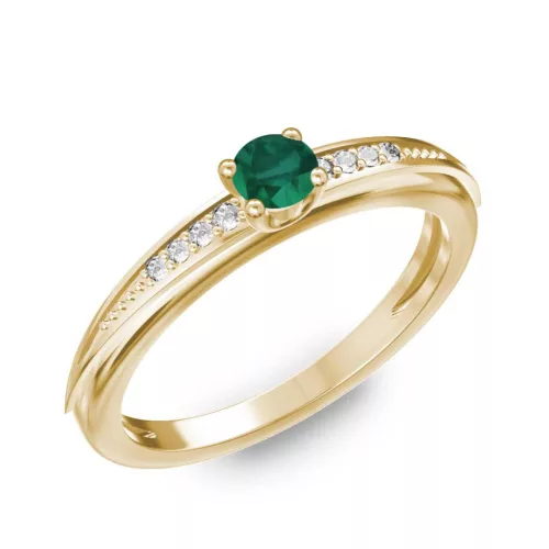Ékszerpalota eljegyzési gyűrű 0.17ct smaragddal BRK284 sárga arany