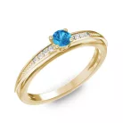 Ékszerpalota eljegyzési gyűrű 0.17ct kék topázzal BRK284 sárga arany