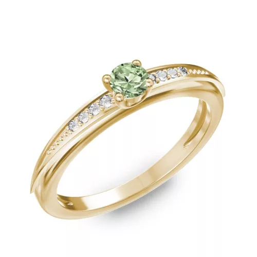 Ékszerpalota eljegyzési gyűrű 0.17ct zöld gyémánttal BRK284 sárga arany