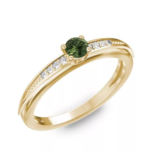 Ékszerpalota eljegyzési gyűrű 0.17ct zöld zafírral BRK284 sárga arany