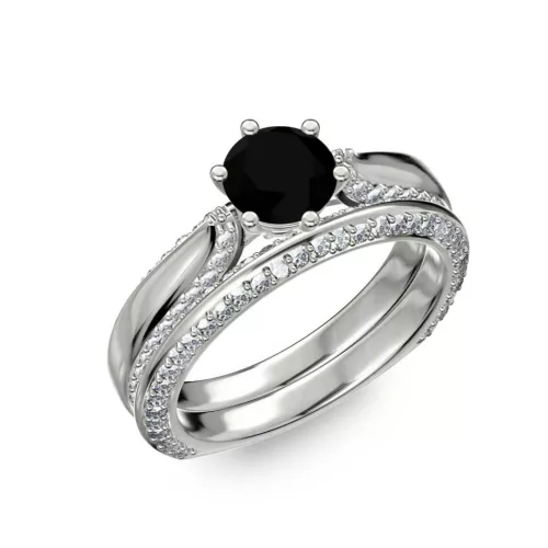 Ékszerpalota eljegyzési gyűrű 0.7ct fekete gyémánttal BRK286 fehér arany