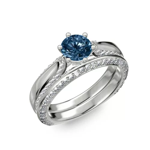 Ékszerpalota eljegyzési gyűrű 0.7ct kék gyémánttal BRK286 fehér arany