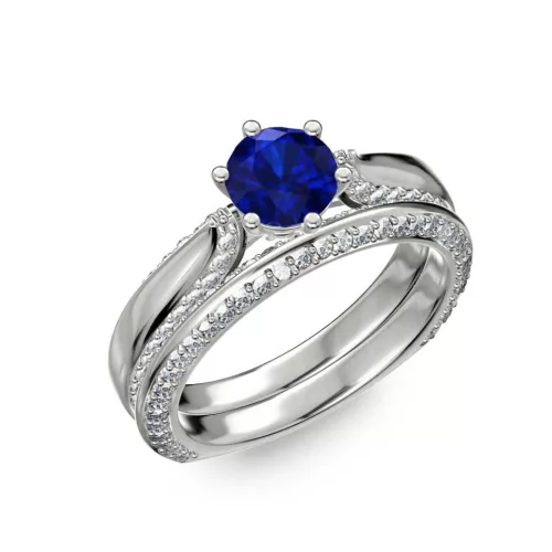 Ékszerpalota eljegyzési gyűrű 0.7ct kék diffusion zafírral BRK286 fehér arany