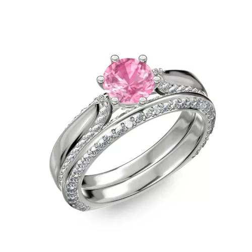 Ékszerpalota eljegyzési gyűrű 0.7ct pink zafírral BRK286 fehér arany