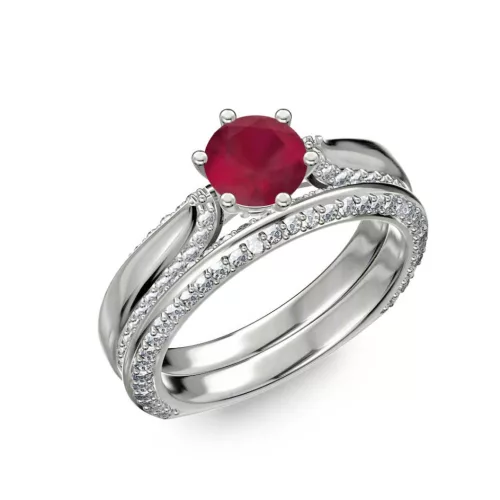 Ékszerpalota eljegyzési gyűrű 0.7ct rubinnal BRK286 fehér arany