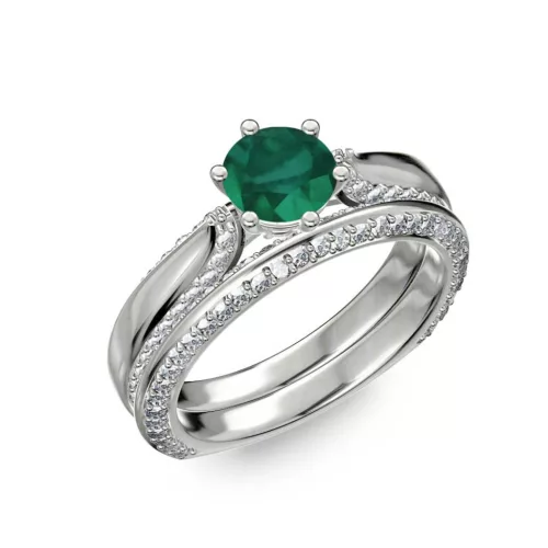 Ékszerpalota eljegyzési gyűrű 0.7ct smaragddal BRK286 fehér arany