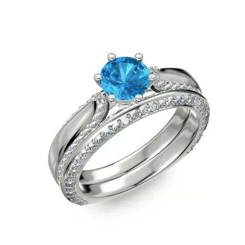 Ékszerpalota eljegyzési gyűrű 0.7ct kék topázzal BRK286 fehér arany