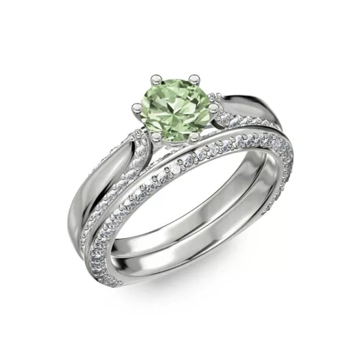 Ékszerpalota eljegyzési gyűrű 0.7ct zöld gyémánttal BRK286 fehér arany