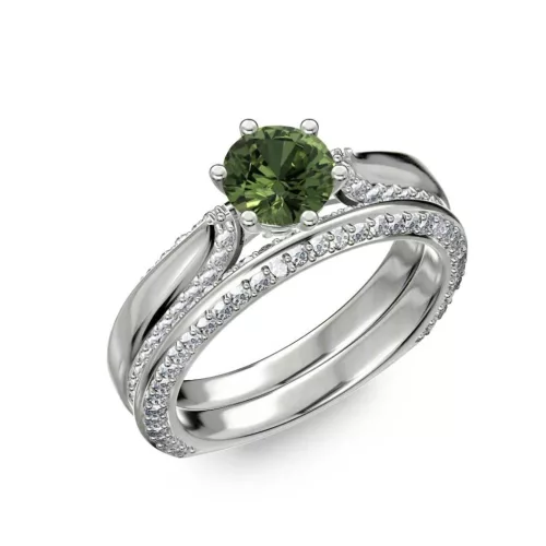 Ékszerpalota eljegyzési gyűrű 0.7ct zöld zafírral BRK286 platina