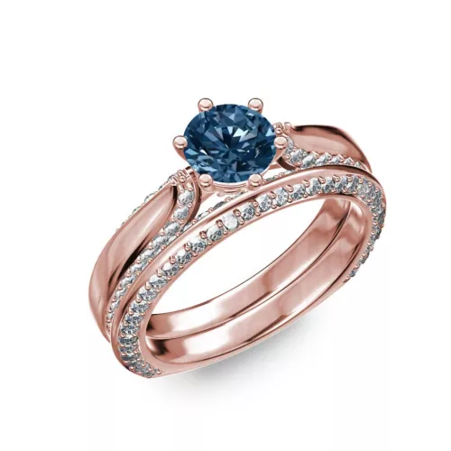 Ékszerpalota eljegyzési gyűrű 0.7ct kék gyémánttal BRK286 rozé arany