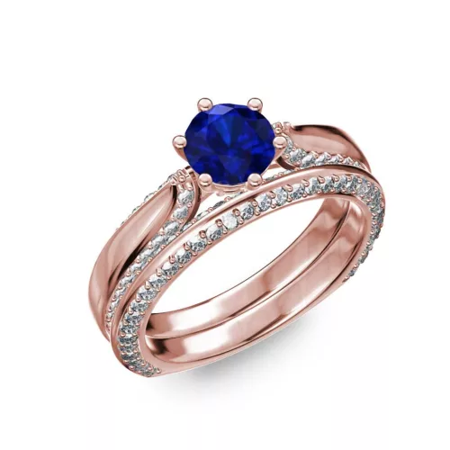 Ékszerpalota eljegyzési gyűrű 0.7ct kék diffusion zafírral BRK286 rozé arany