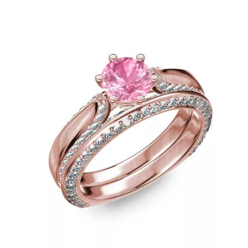 Ékszerpalota eljegyzési gyűrű 0.7ct pink zafírral BRK286 rozé arany
