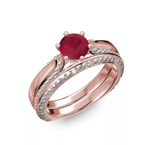 Ékszerpalota eljegyzési gyűrű 0.7ct rubinnal BRK286 rozé arany