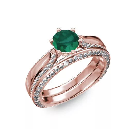 Ékszerpalota eljegyzési gyűrű 0.7ct smaragddal BRK286 rozé arany