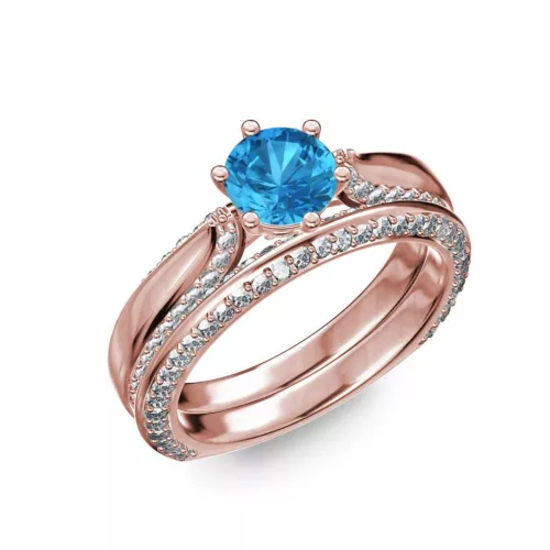 Ékszerpalota eljegyzési gyűrű 0.7ct kék topázzal BRK286 rozé arany