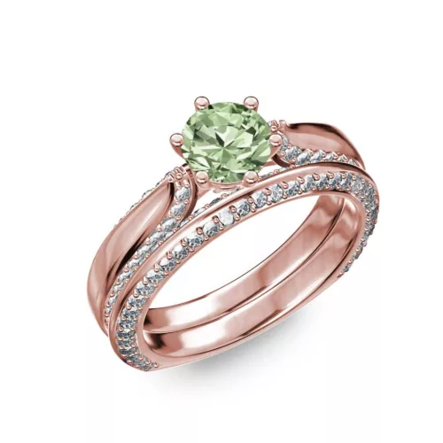 Ékszerpalota eljegyzési gyűrű 0.7ct zöld gyémánttal BRK286 rozé arany