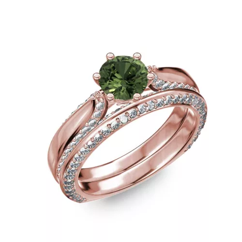 Ékszerpalota eljegyzési gyűrű 0.7ct zöld zafírral BRK286 rozé arany
