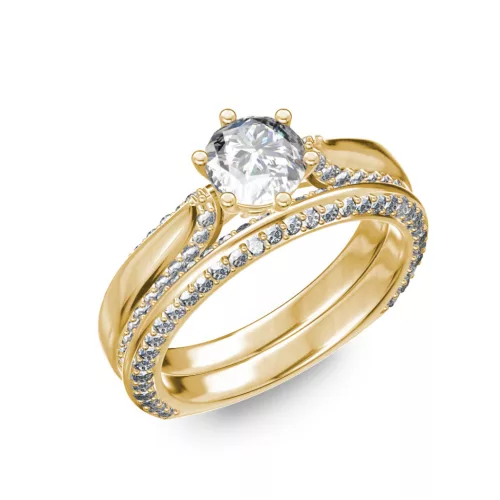 Ékszerpalota eljegyzési gyűrű 0.7ct H/SI gyémánttal BRK286 sárga arany