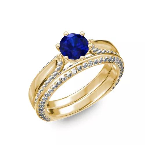 Ékszerpalota eljegyzési gyűrű 0.7ct kék diffusion zafírral BRK286 sárga arany