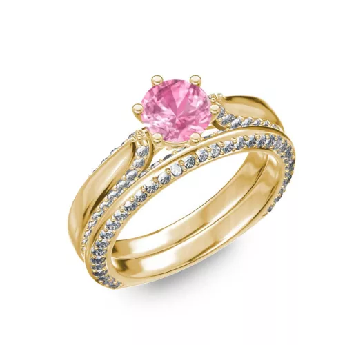 Ékszerpalota eljegyzési gyűrű 0.7ct pink zafírral BRK286 sárga arany