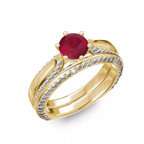 Ékszerpalota eljegyzési gyűrű 0.7ct rubinnal BRK286 sárga arany