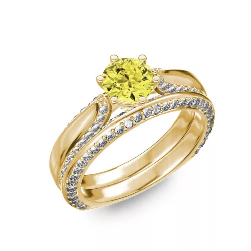 Ékszerpalota eljegyzési gyűrű 0.7ct sárga gyémánttal BRK286 sárga arany