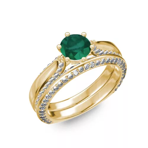 Ékszerpalota eljegyzési gyűrű 0.7ct smaragddal BRK286 sárga arany