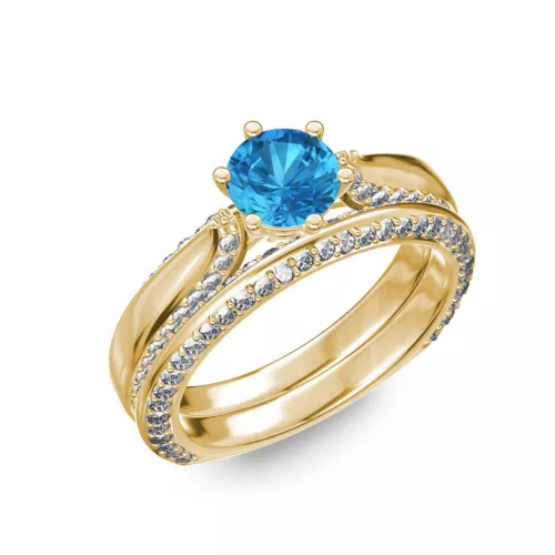Ékszerpalota eljegyzési gyűrű 0.7ct kék topázzal BRK286 sárga arany