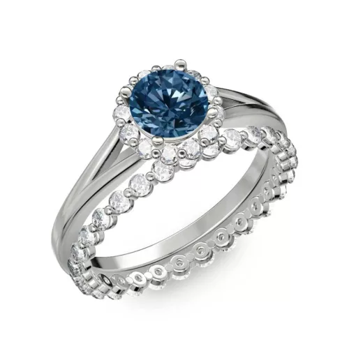 Ékszerpalota eljegyzési gyűrű 0.7ct kék gyémánttal BRK287 fehér arany