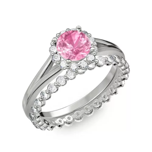 Ékszerpalota eljegyzési gyűrű 0.7ct pink zafírral BRK287 fehér arany